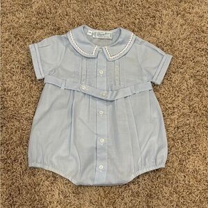 3 mo -NEW Feltman Bros -EASTER  - Ric-Rac Button Belt Creeper.  Baby romper.